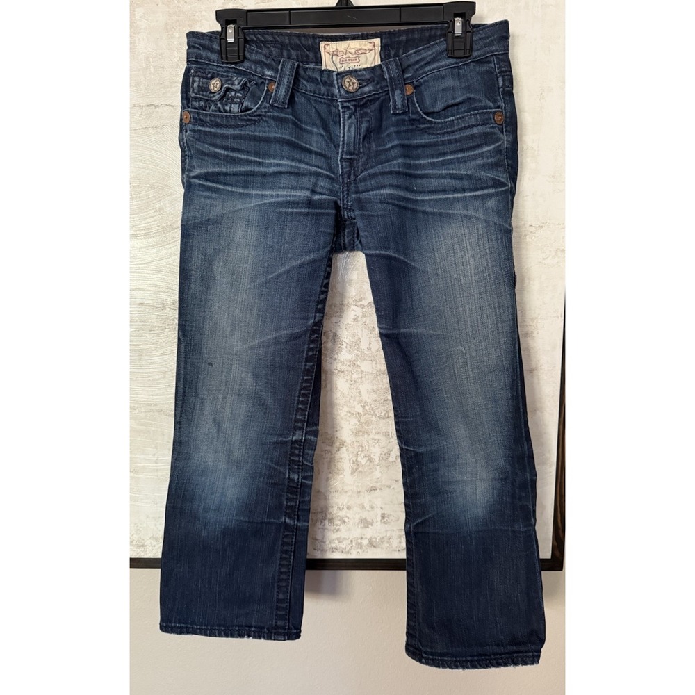Big Star Jeans Women 27x22 (28x22) Blue Liv Cropped Dark Wash Denim Flap Pockets